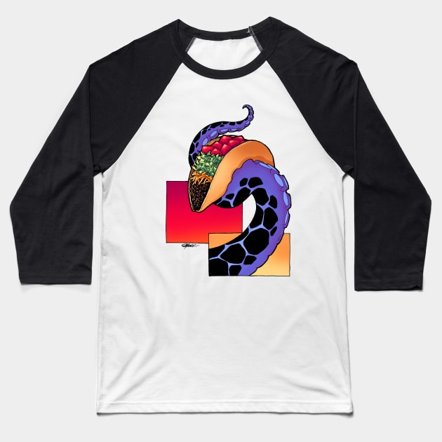 Tentacle Taco (Tako Taco) Baseball T-Shirt by Indi Martin